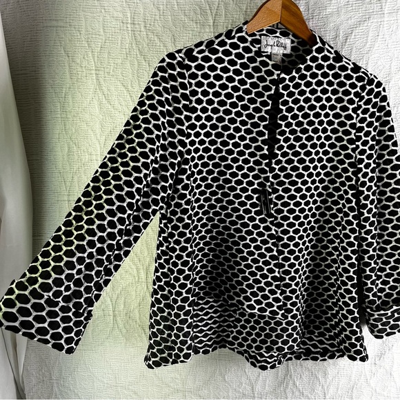 Joseph Ribkoff Swing Jacket Womens 6 Asymmetric Geometric Black White Textured - Picture 4 of 16